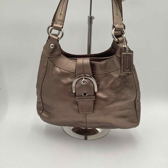 Coach Soho Lynn Metallic Bronze Leather Buckle Shoulder Bag - Picture 1 of 12
